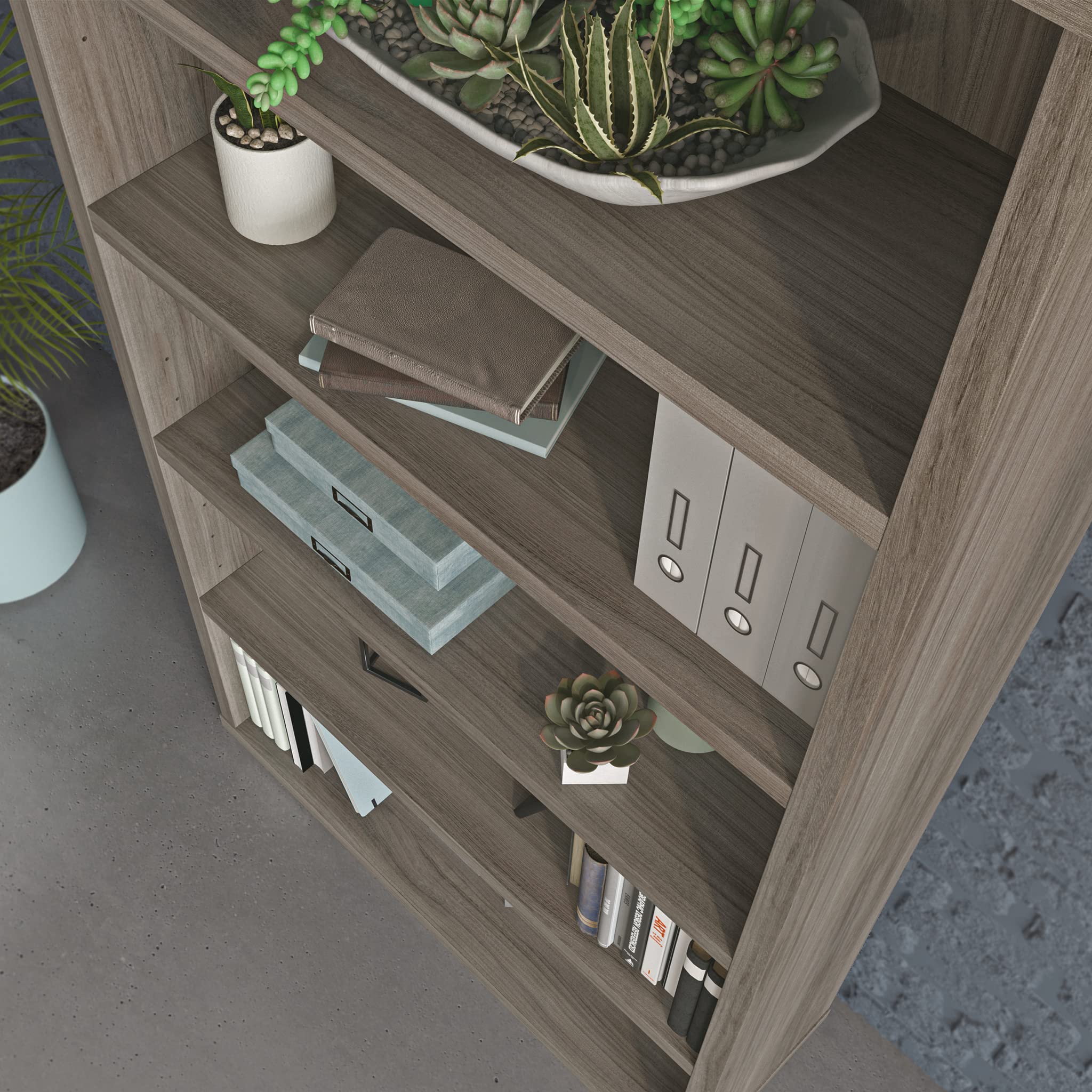 OfficeWorks by Sauder Affirm 36''x66'' 5 Shelf Bookcase, Hudson Elm Finish - Image 4