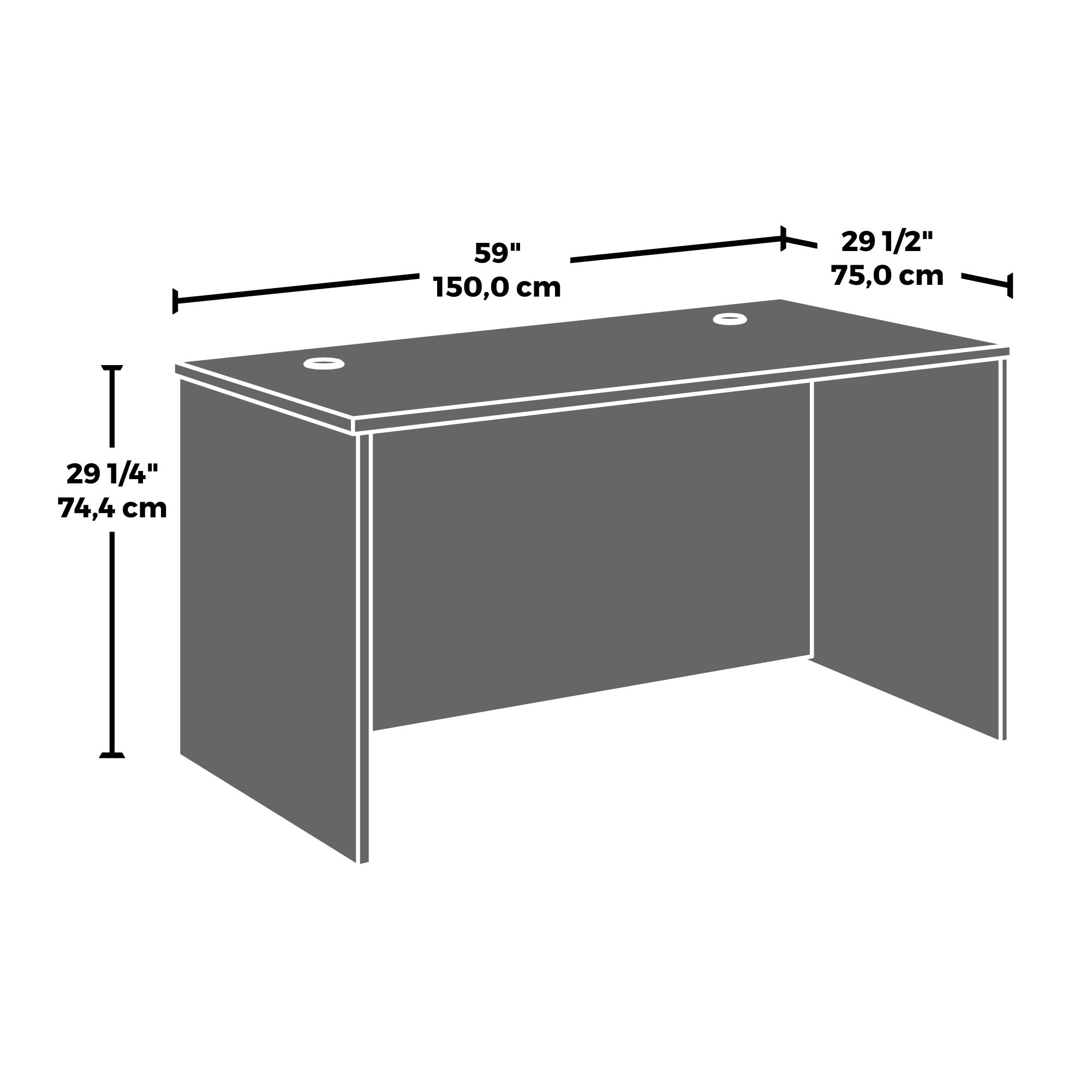 OfficeWorks by Sauder Affirm 60'' Desk Shell, L: 59.06'' x W: 29.53'' x H: 29.29'', Noble Elm - Image 3