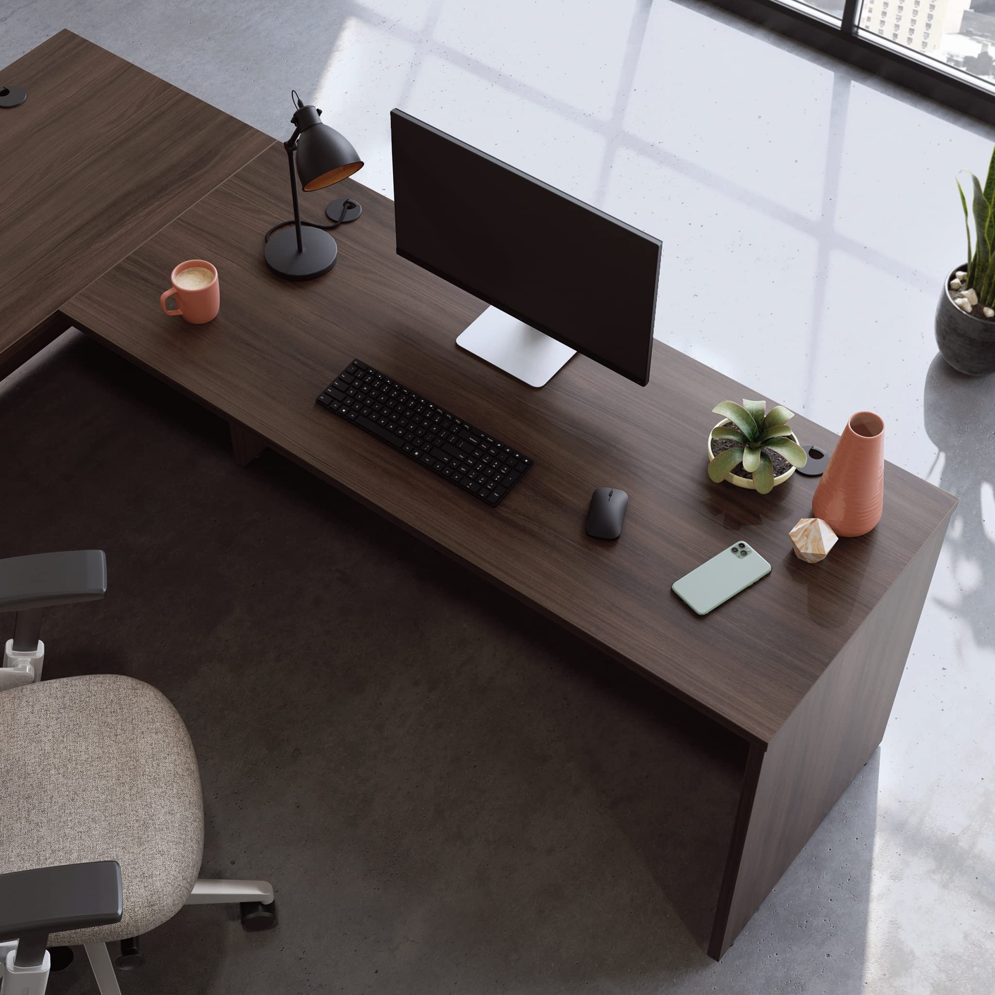 OfficeWorks by Sauder Affirm 60 X 24 Desk Shell/cred/Return, Noble Elm Finish - Image 8