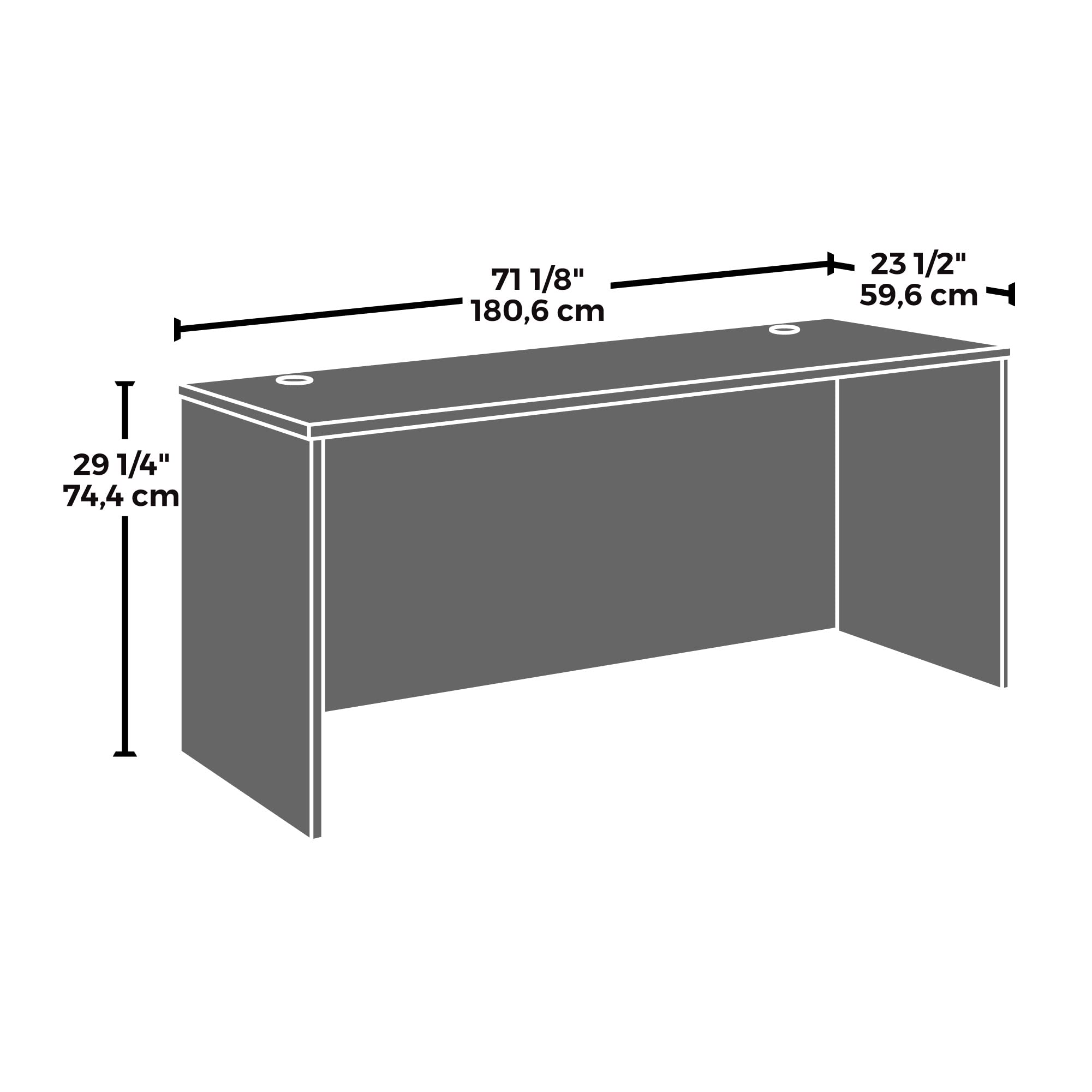 OfficeWorks by Sauder Affirm 72 X 24 Desk Shell/cred/Return, Noble Elm Finish - Image 3