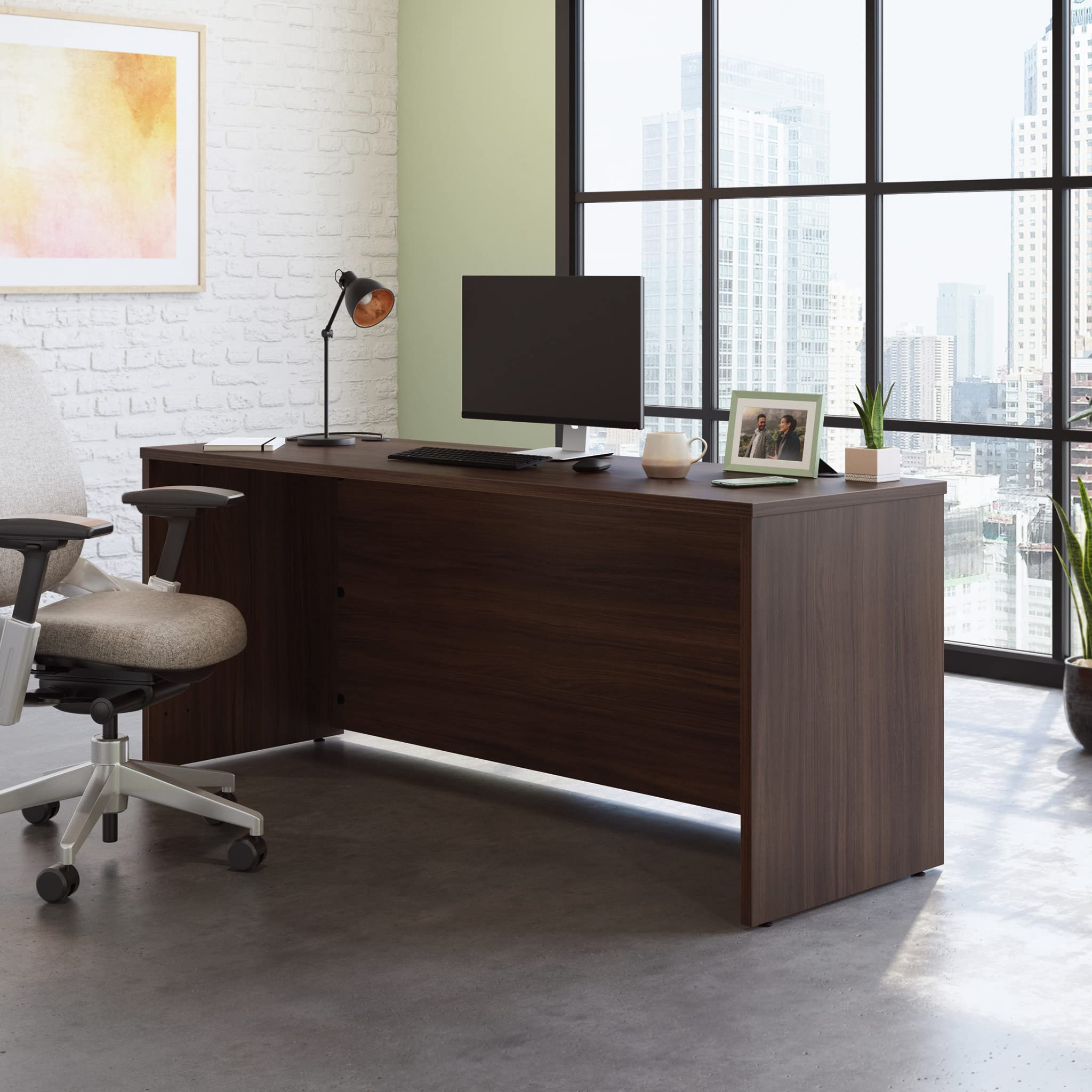 OfficeWorks by Sauder Affirm 72 X 24 Desk Shell/cred/Return, Noble Elm Finish - Image 4