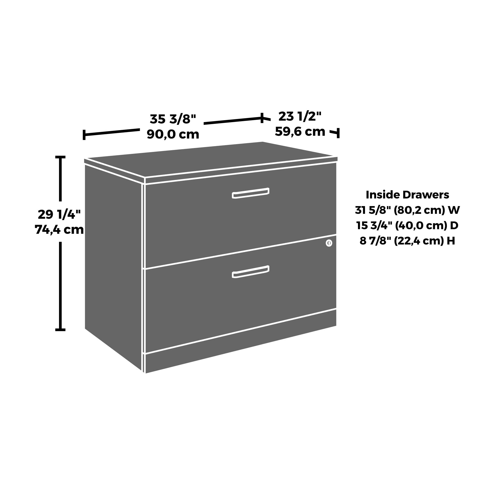 OfficeWorks by Sauder Affirm Lateral File, L: 35.43'' x W: 23.47'' x H: 29.29'', Noble Elm - Image 3