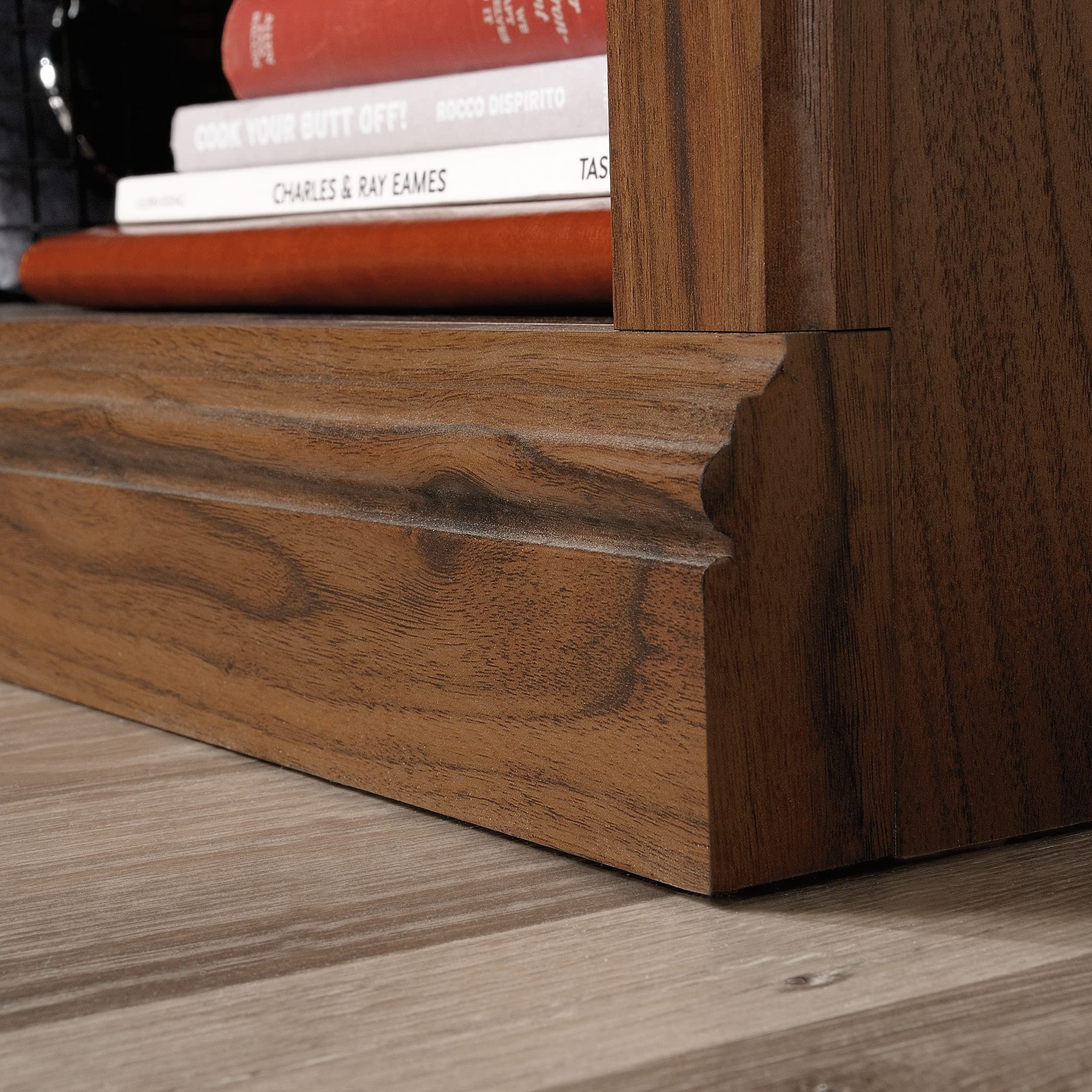 Sauder 3 Tier Book Shelf Wooden Bookcase Multipurpose Bookshelf for Home Office, Living Room, in Grand Walnut - Image 6