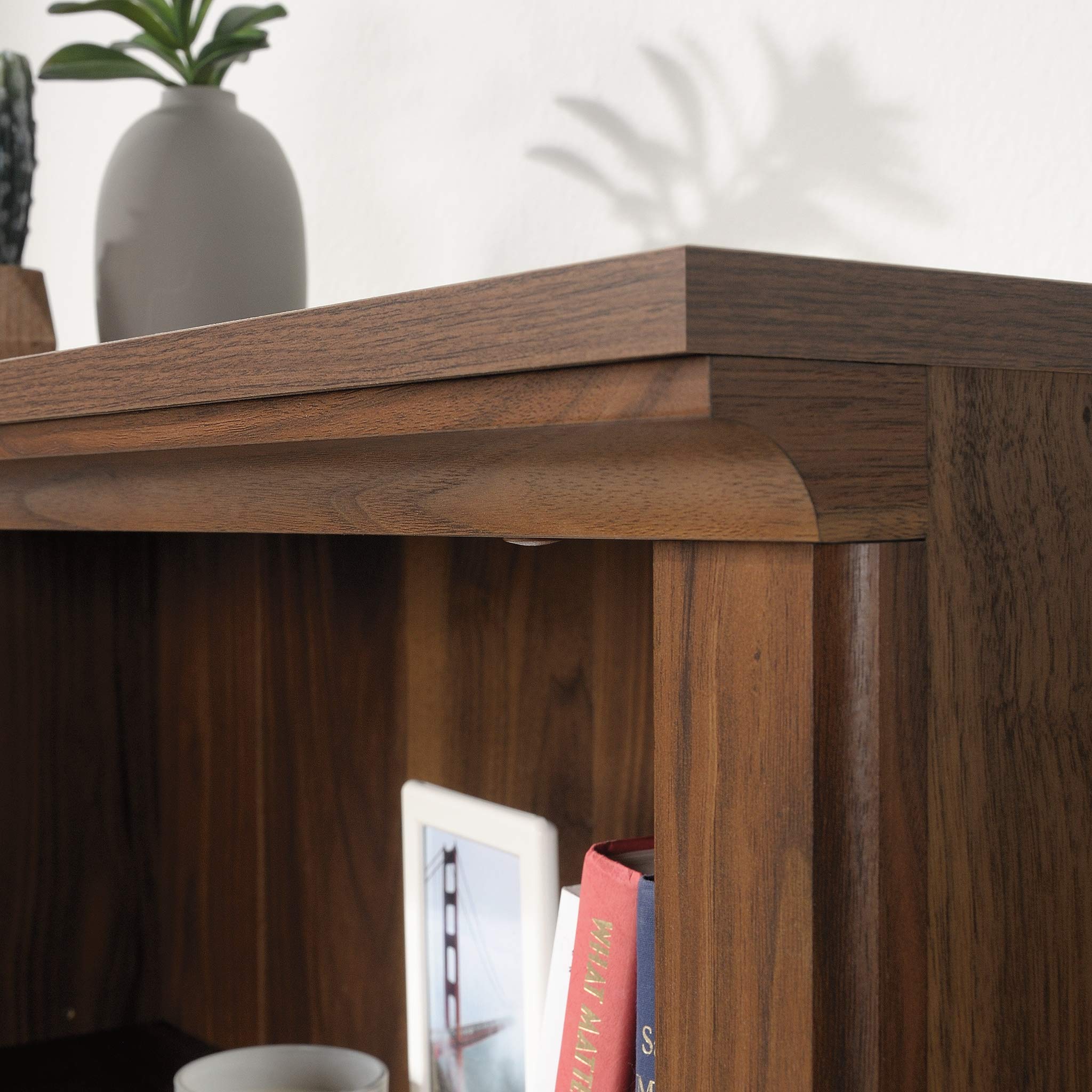 Sauder 3 Tier Book Shelf Wooden Bookcase Multipurpose Bookshelf for Home Office, Living Room, in Grand Walnut - Image 7