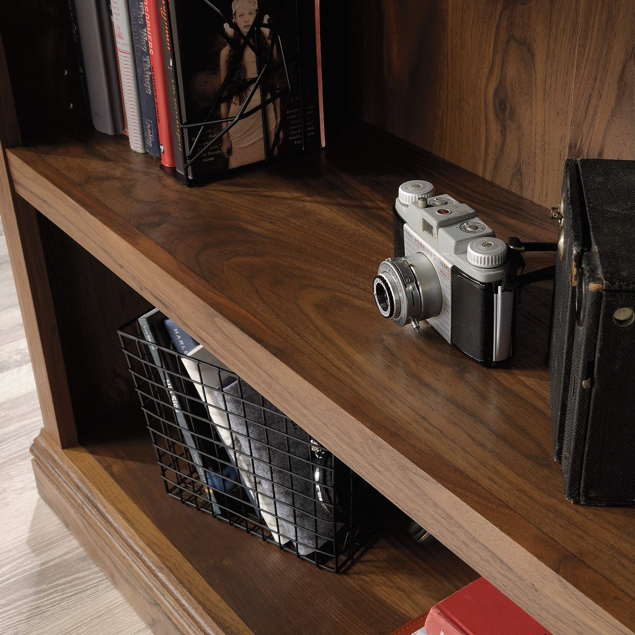 Sauder 3 Tier Book Shelf Wooden Bookcase Multipurpose Bookshelf for Home Office, Living Room, in Grand Walnut - Image 8