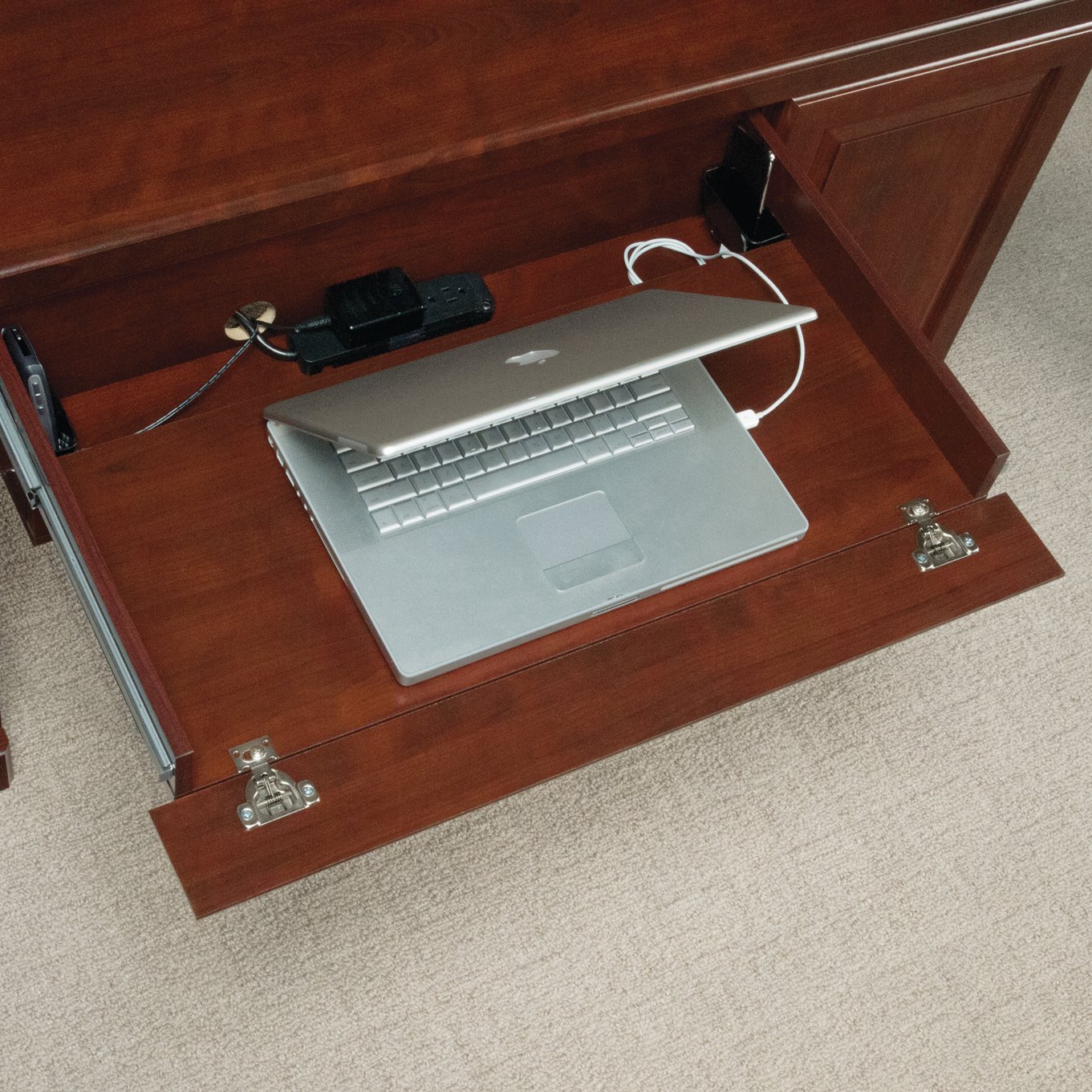 Sauder 404944 Heritage Hill Computer Credenza, Classic Cherry Finish, L: 59.13" x W: 20.47" x H: 30.16" - Image 5