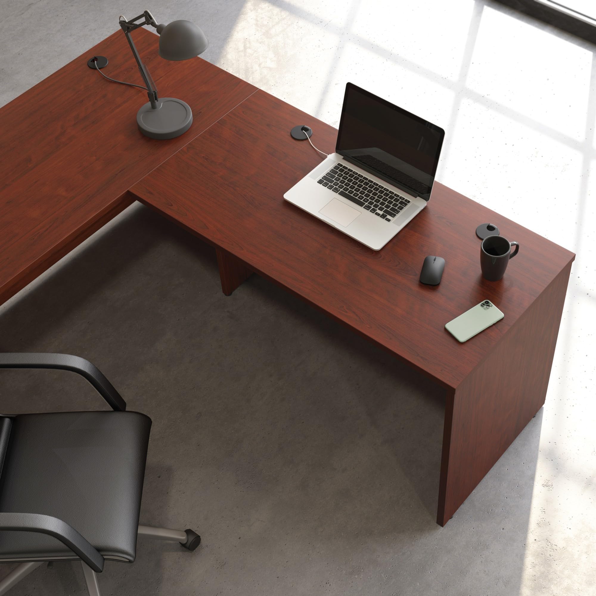 Sauder Affirm 48x24 Desk Shell/Credenza/Return, Classic Cherry Finish - Image 6