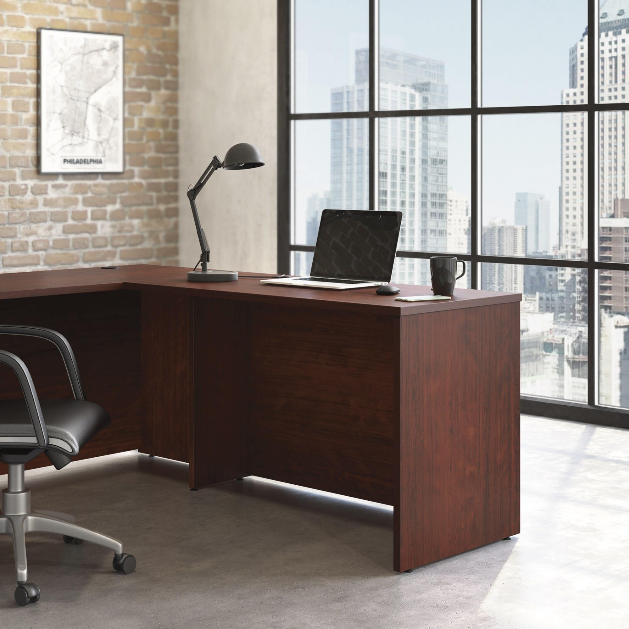 Sauder Affirm 48x24 Desk Shell/Credenza/Return, Classic Cherry Finish - Image 7