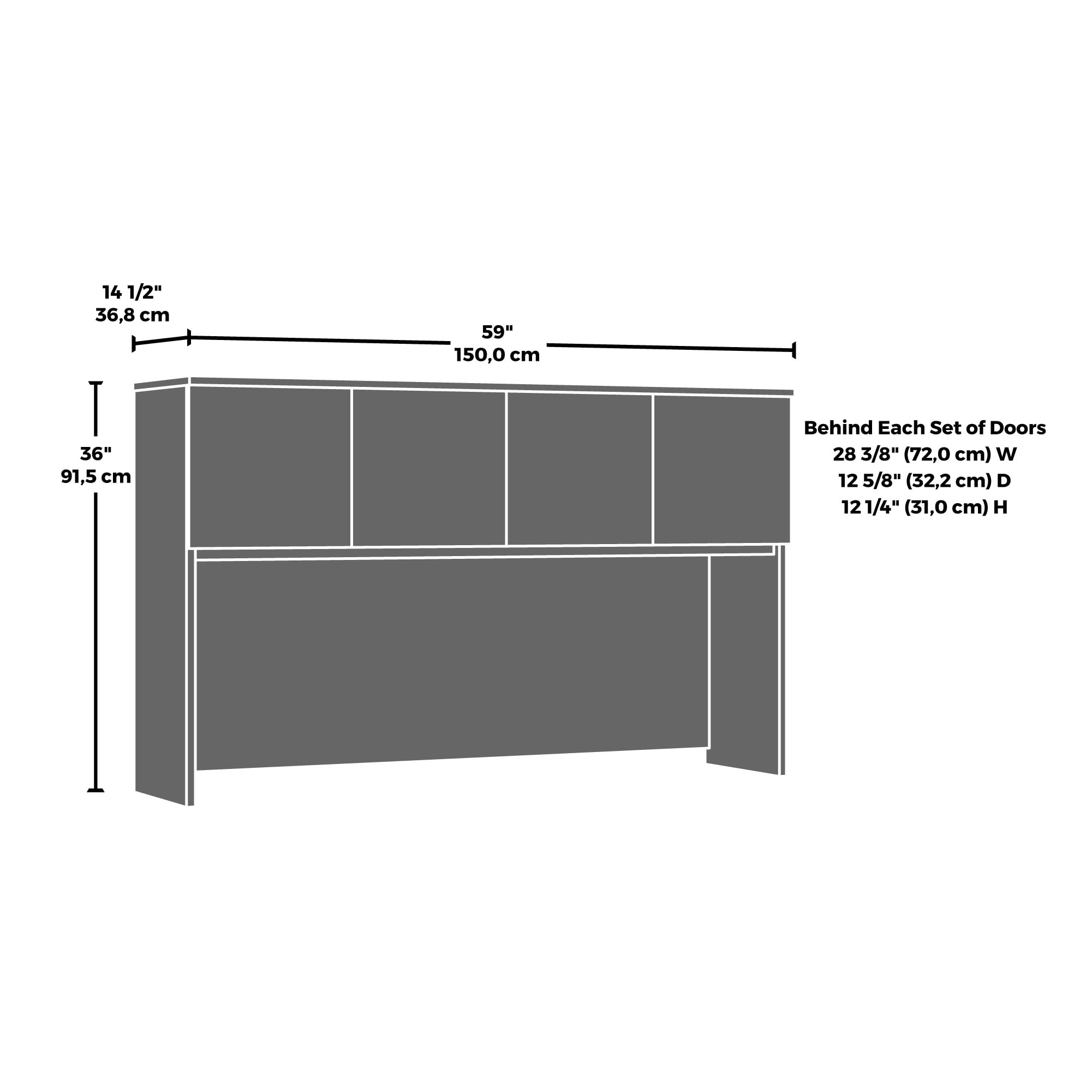 Sauder Affirm 60" x 36" Hutch, Classic Cherry Finish - Image 3
