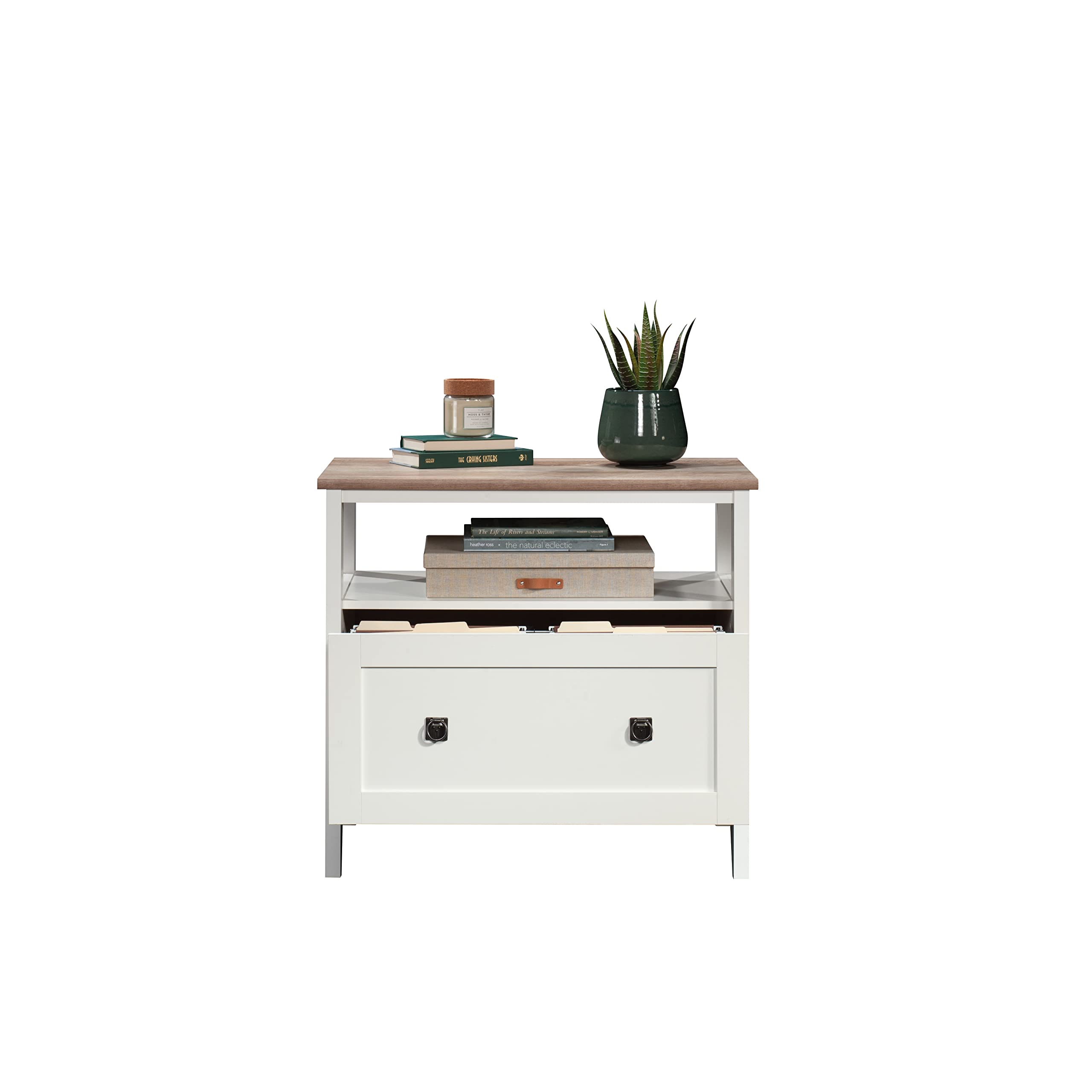 Sauder August Hill File Cabinet 1-Drawer with Open Shelf, Legal Size Filing Cabinet - Soft White Finish - Image 14