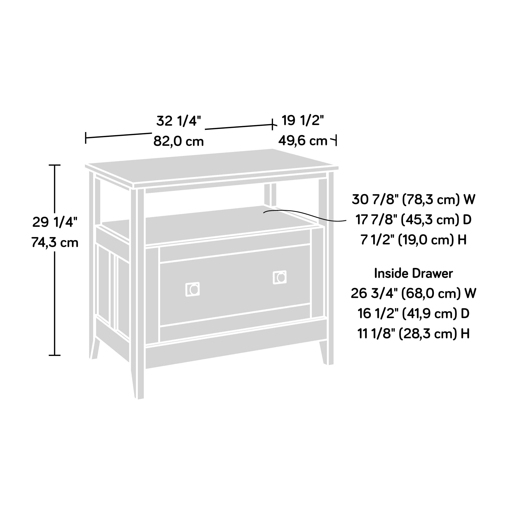 Sauder August Hill File Cabinet 1-Drawer with Open Shelf, Legal Size Filing Cabinet - Soft White Finish - Image 3