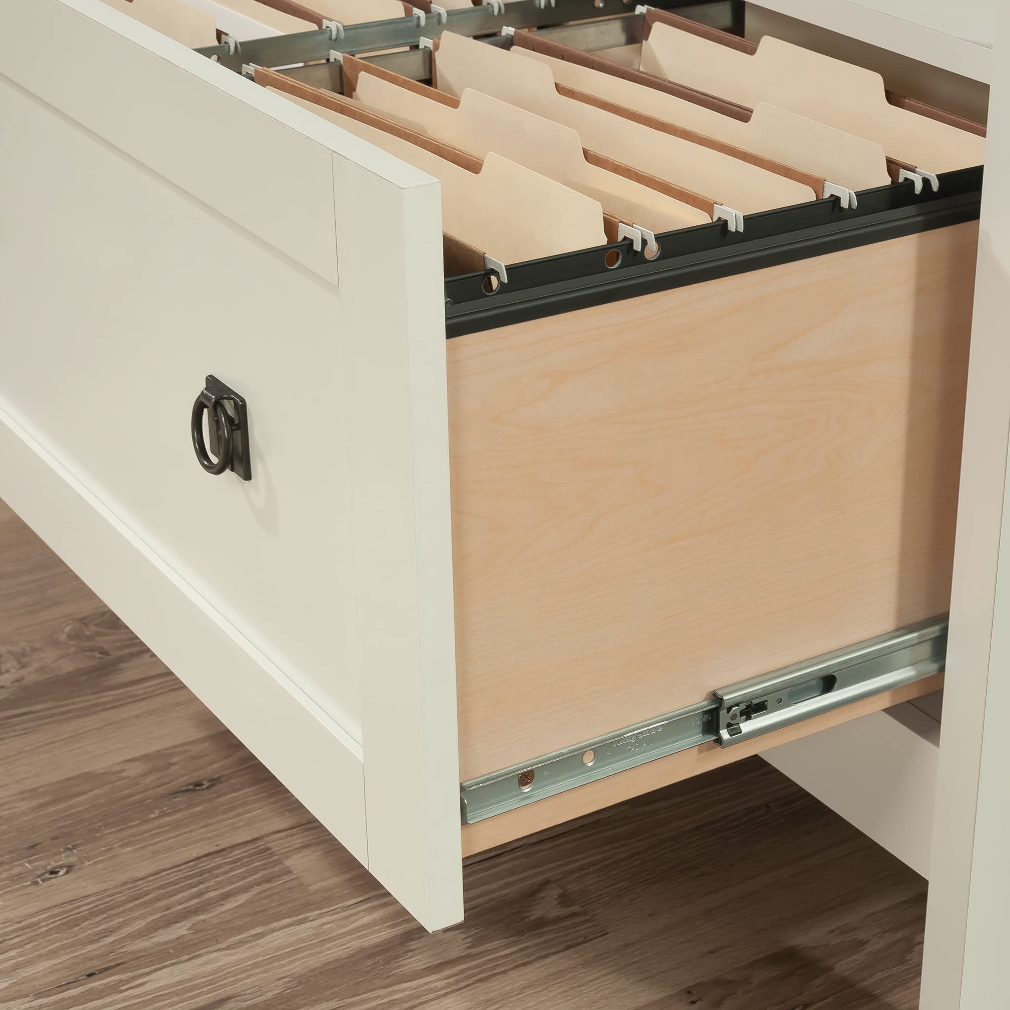 Sauder August Hill File Cabinet 1-Drawer with Open Shelf, Legal Size Filing Cabinet - Soft White Finish - Image 6