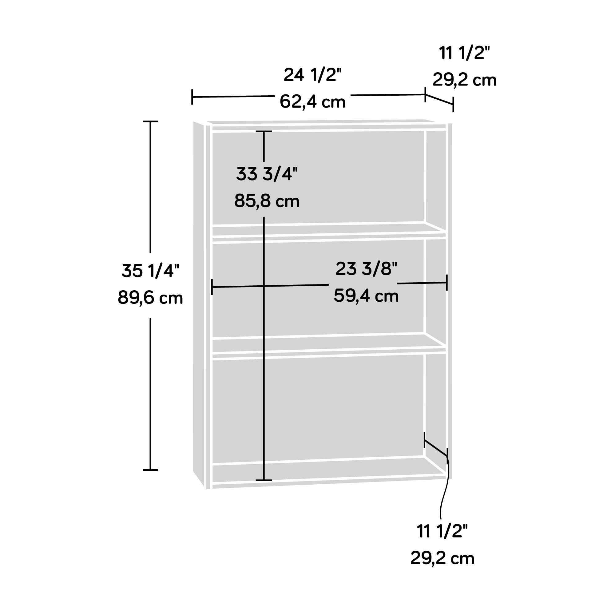 Sauder Beginnings 3-Shelf Bookcase, Bookshelf with Adjustable Storage Shelves, in Brook Cherry finish - Image 3