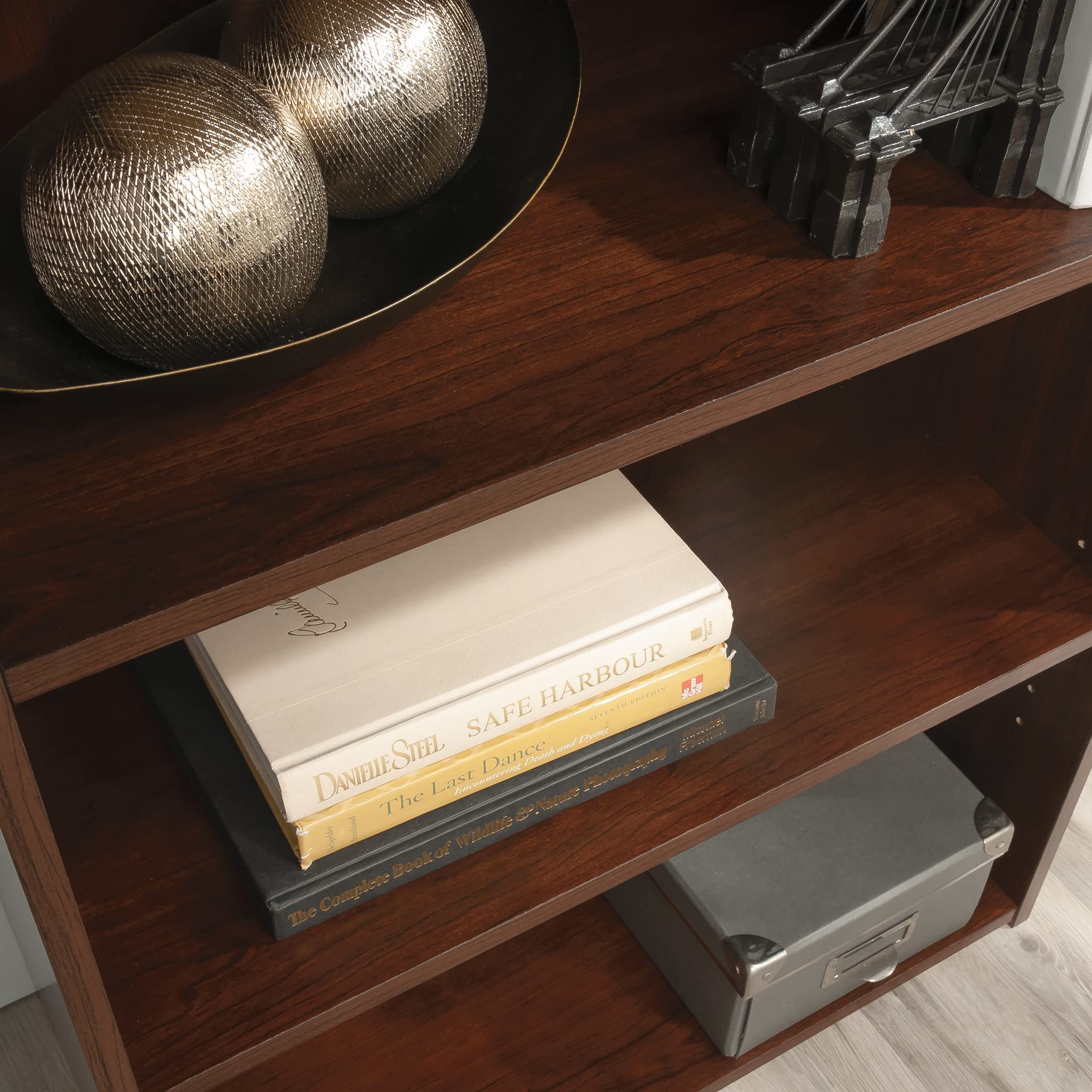 Sauder Beginnings 3-Shelf Bookcase, Bookshelf with Adjustable Storage Shelves, in Brook Cherry finish - Image 5
