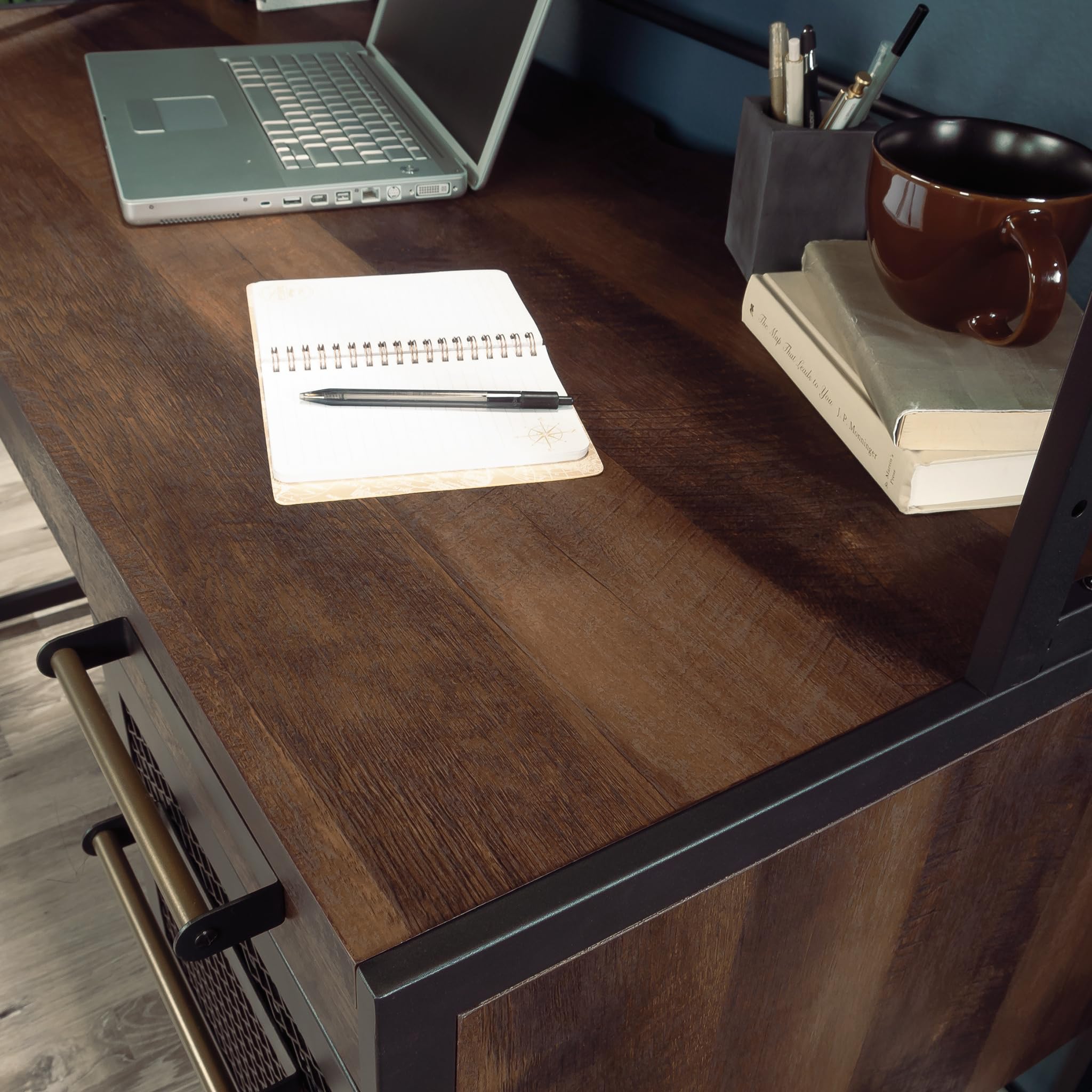 Sauder Briarbrook Computer Desk with Hutch, Barrel Oak Finish - Image 5