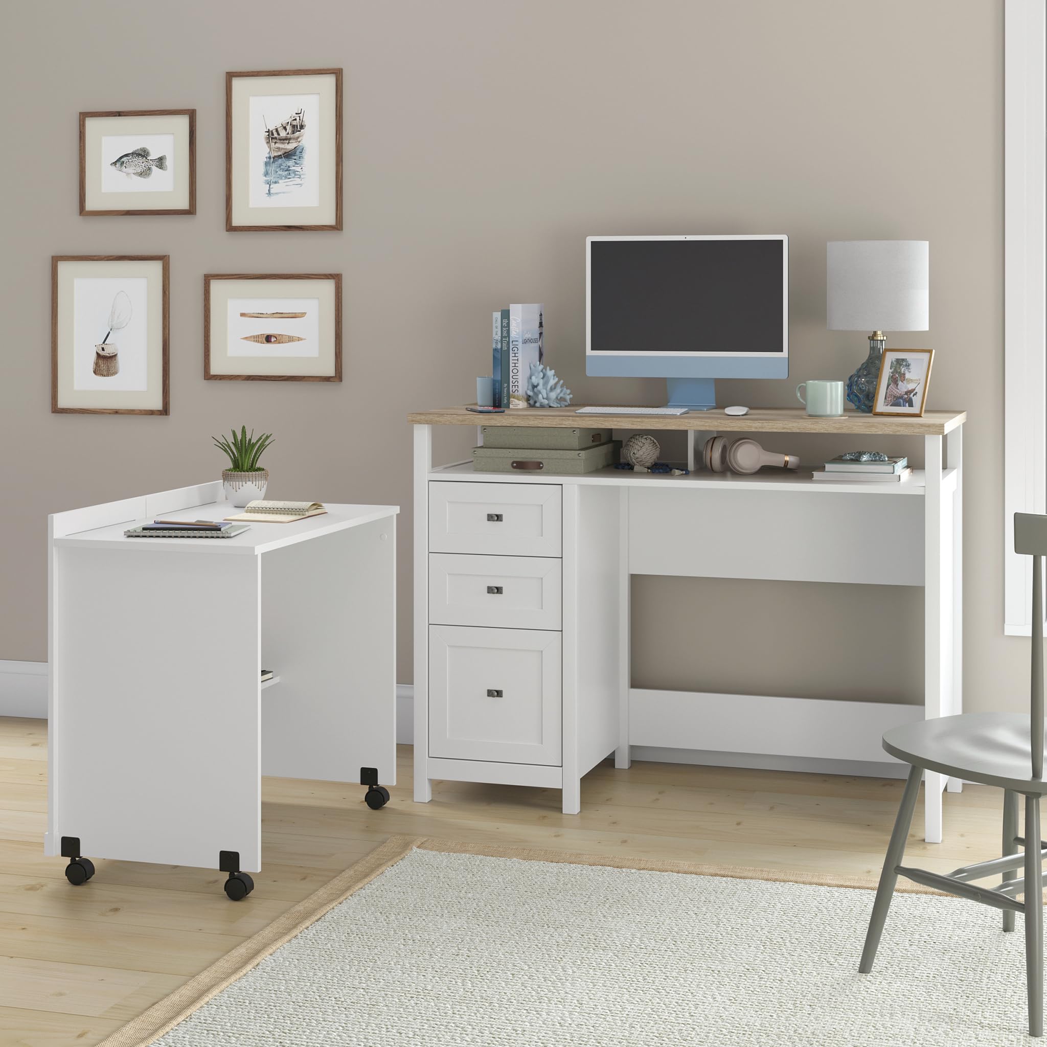 Sauder Cottage Road Credenza Desk, White Finish - Image 5