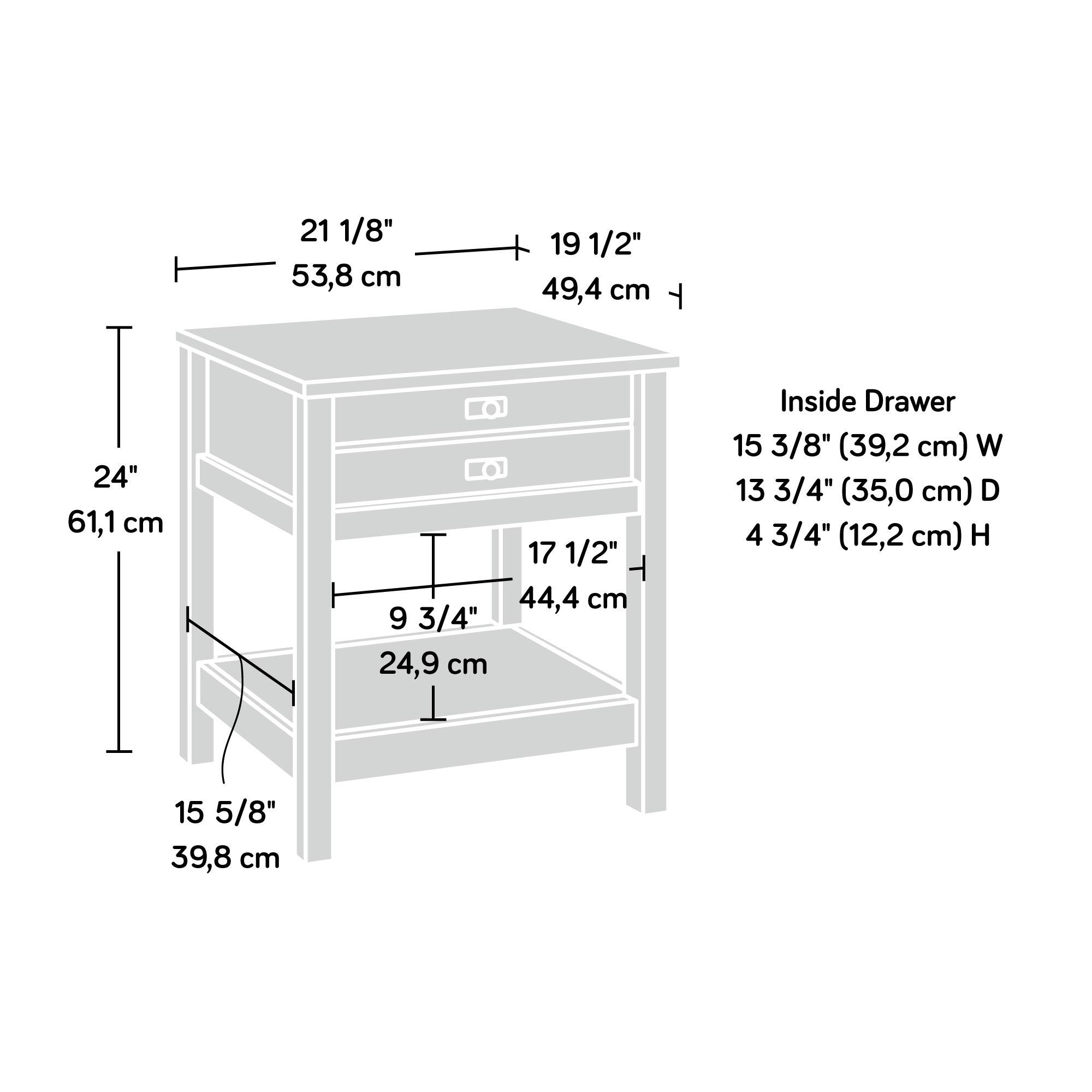 Sauder Cottage Road Nightstand, Farmhouse Style, Soft White with Oak Top - Image 3