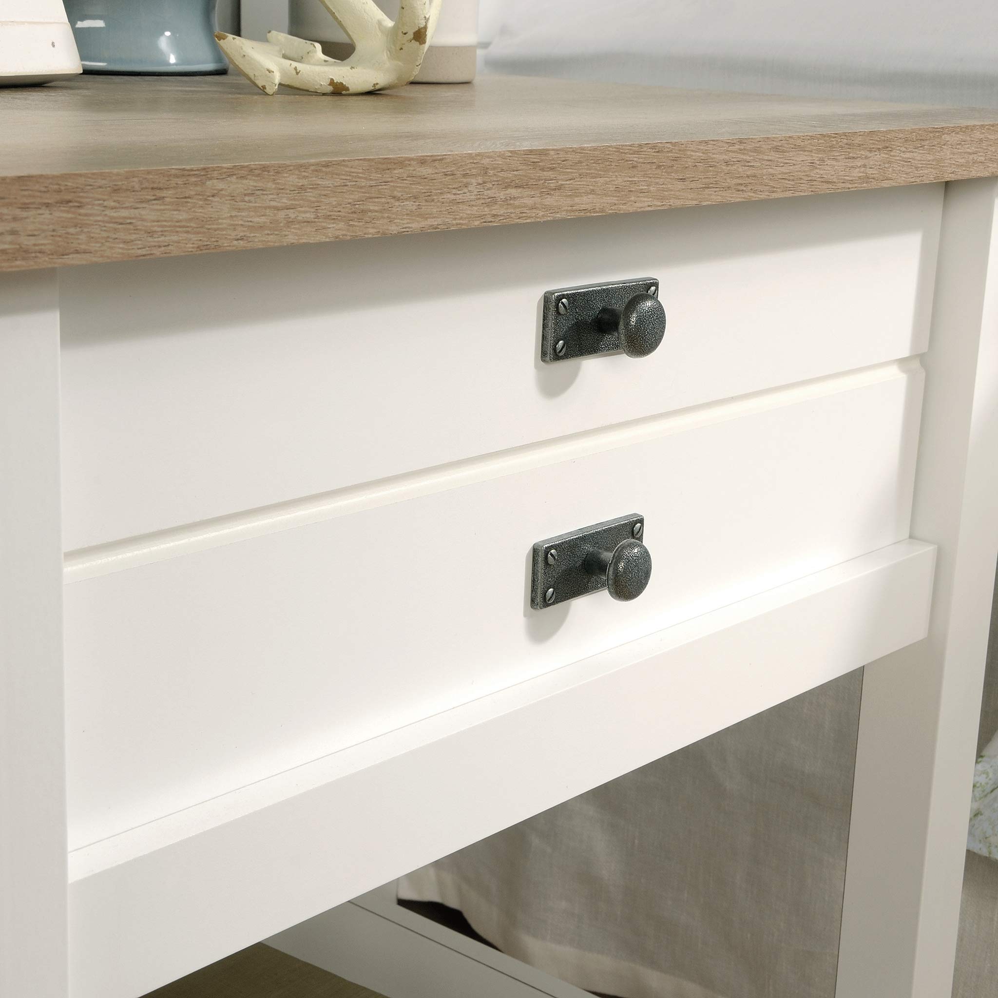 Sauder Cottage Road Nightstand, Farmhouse Style, Soft White with Oak Top - Image 7