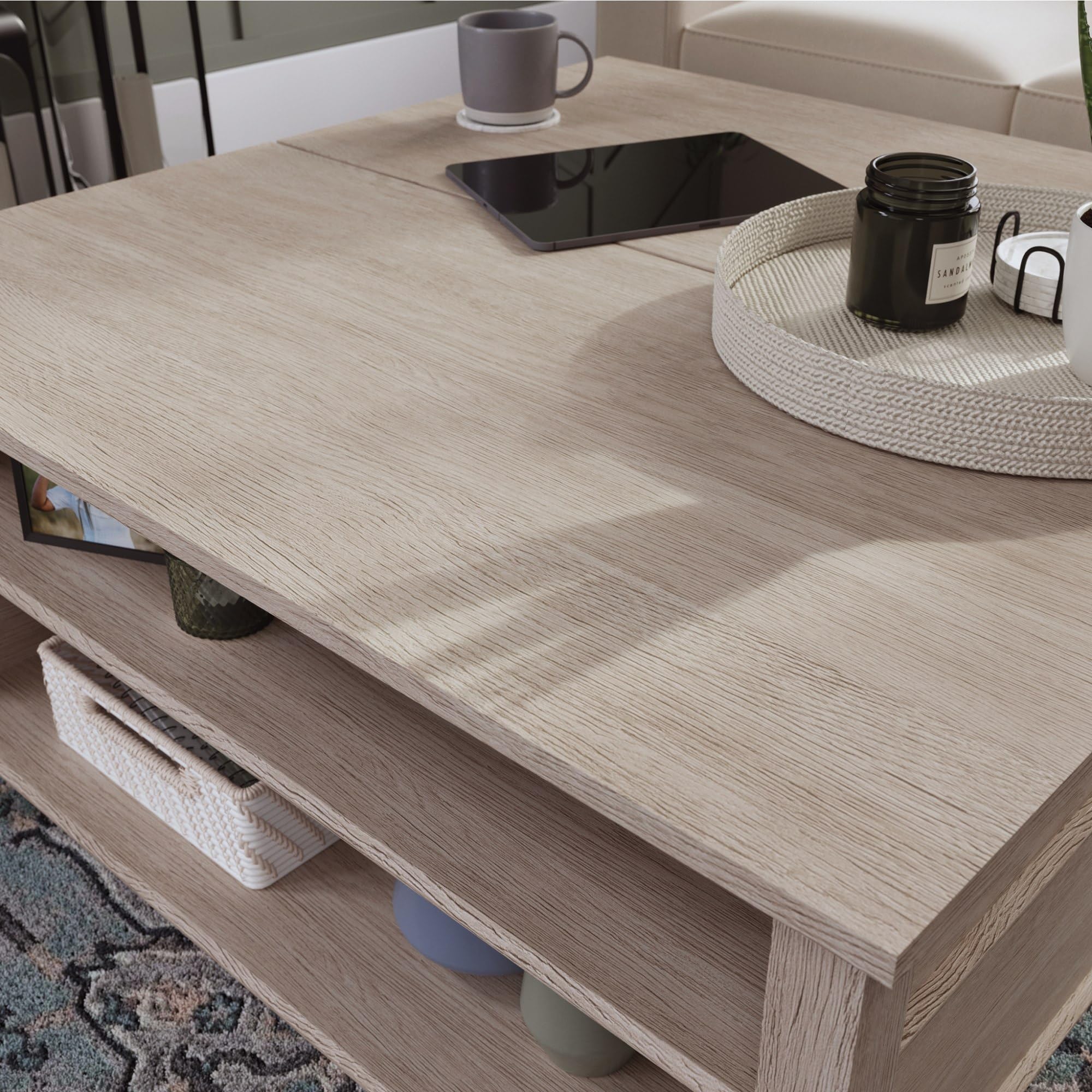 Sauder East Adara Lift Top Coffee Table, Cascase Oak Finish - Image 8