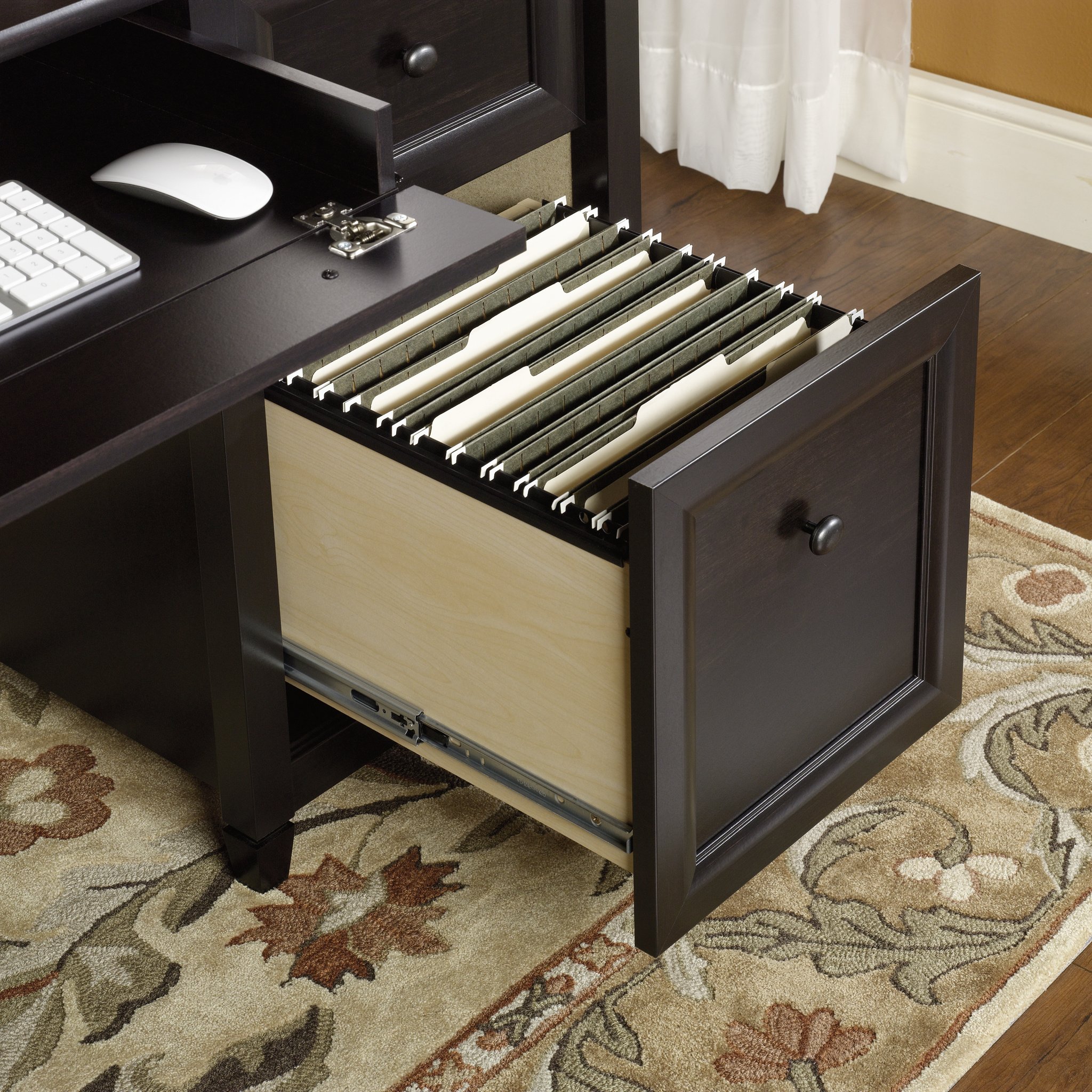 Sauder Edge Water Executive Desk, Double Ped Desks, Roomy Workspace - Estate Black Finish - Image 5