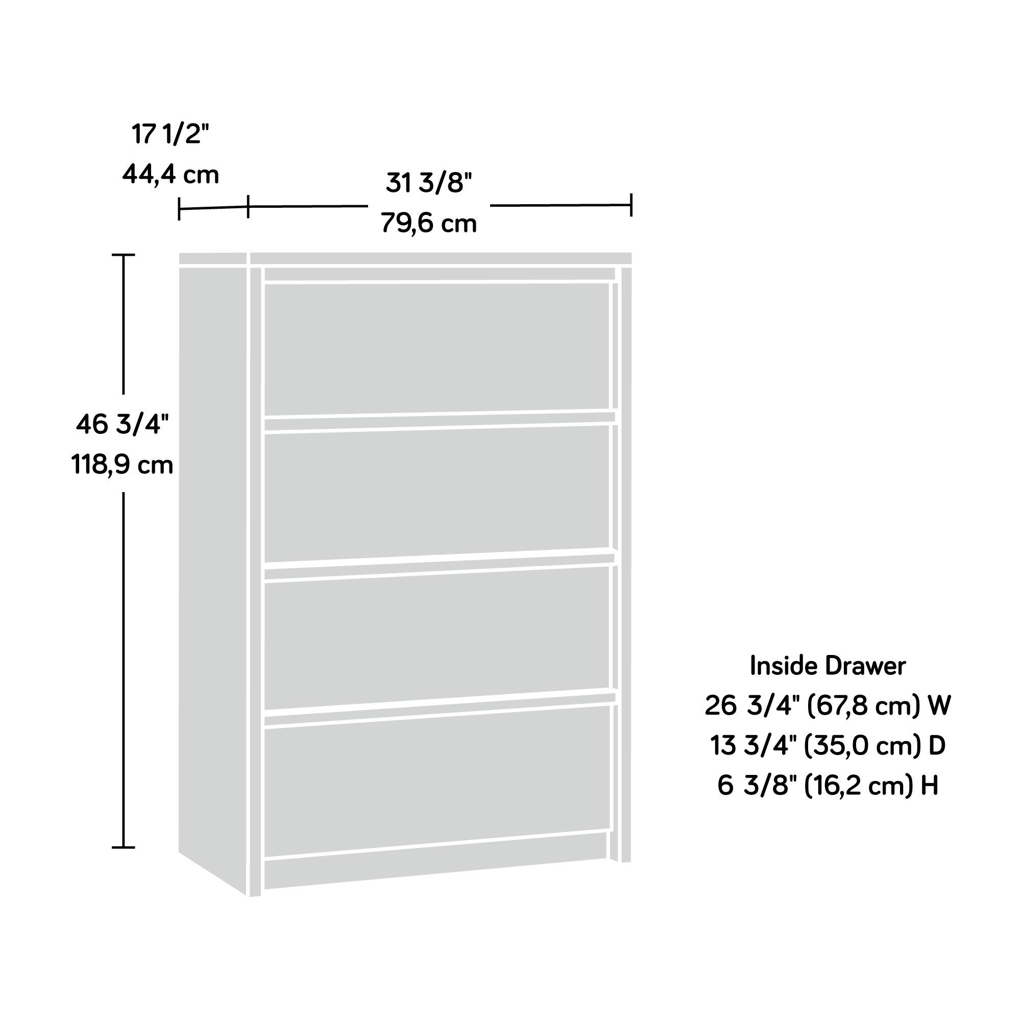 Sauder Harvey Park Dresser, L: 31.102" x W: 17.48 H:46.811", Soft White Finish - Image 3