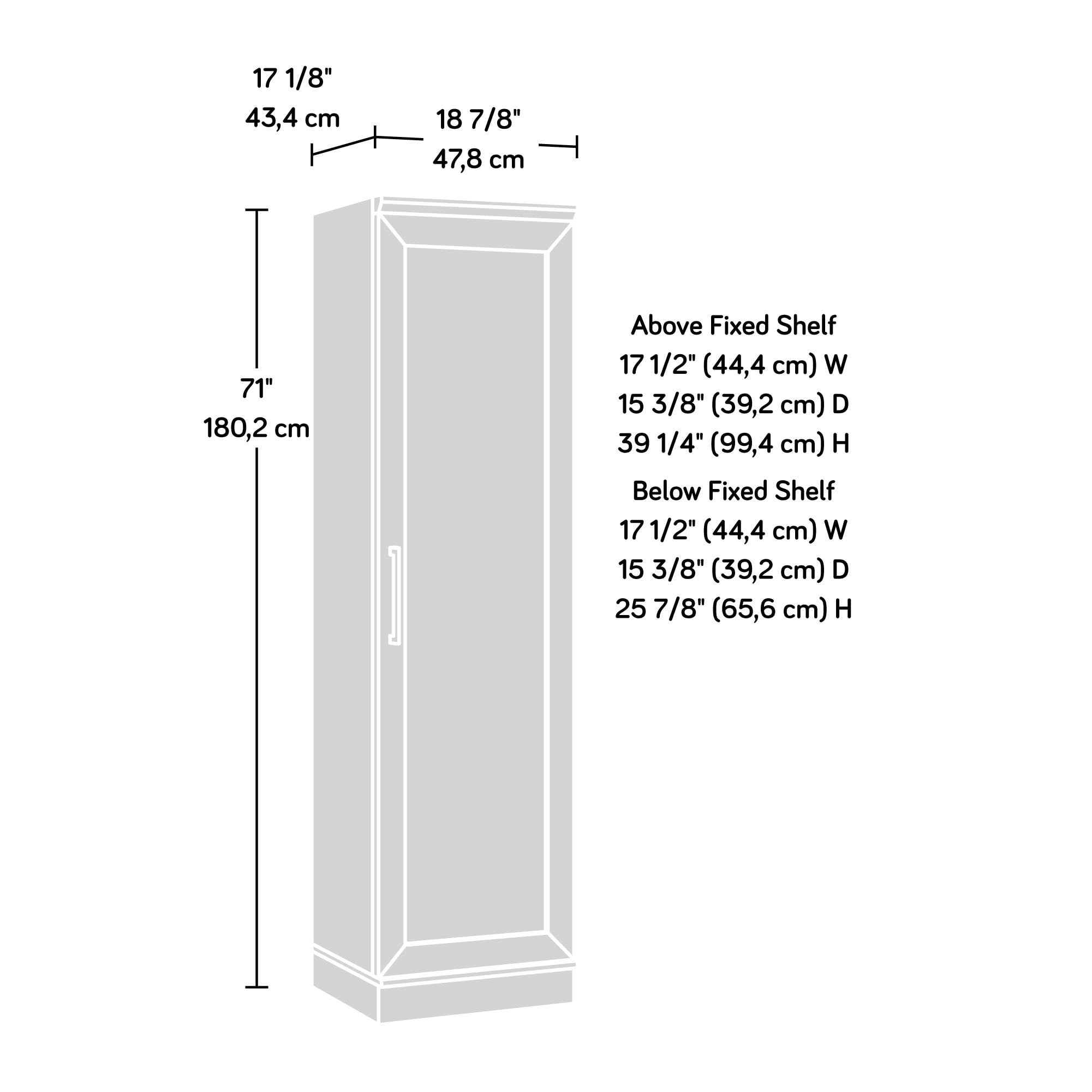 Sauder HomePlus Narrow Pantry Storage Cabinet Slim Single Door with Adjustable Shelves, Kitchen Storage Cabinet, in Soft White - Image 3