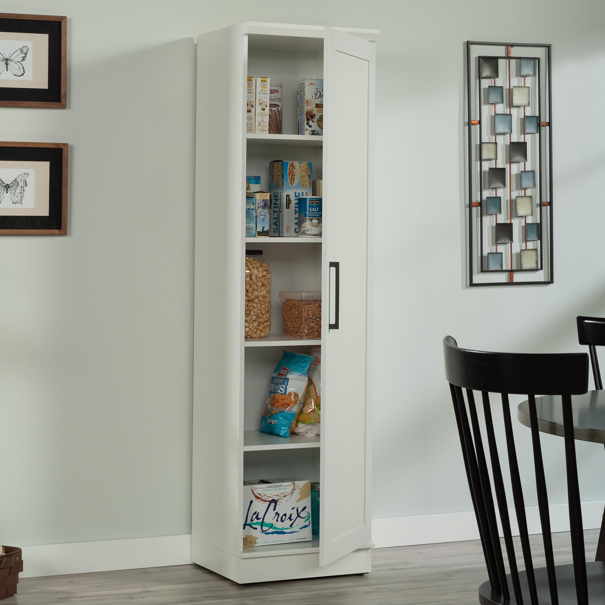 Sauder HomePlus Narrow Pantry Storage Cabinet Slim Single Door with Adjustable Shelves, Kitchen Storage Cabinet, in Soft White - Image 4