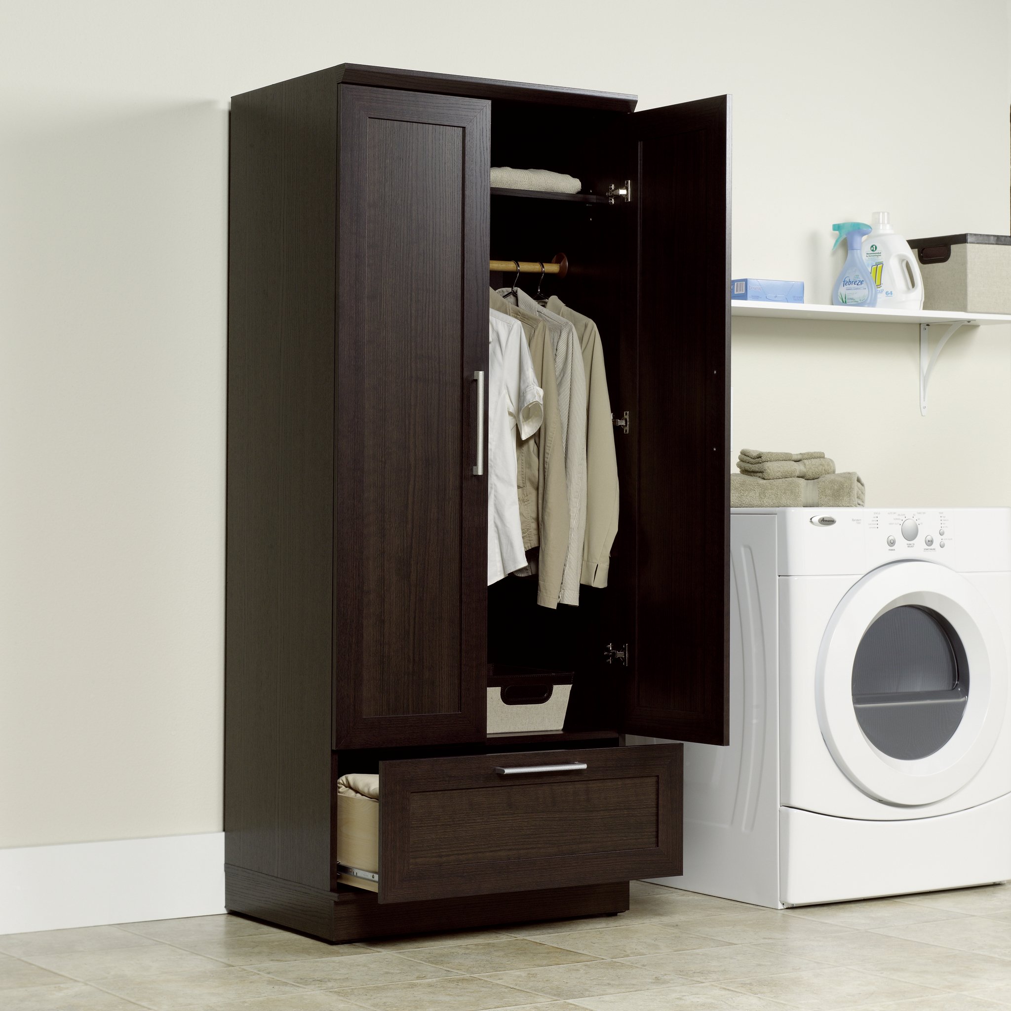 Sauder HomePlus Wardrobe/Pantry cabinets, L: 28.98" x W: 20.95" x H: 71.18", Dakota Oak finish - Image 7