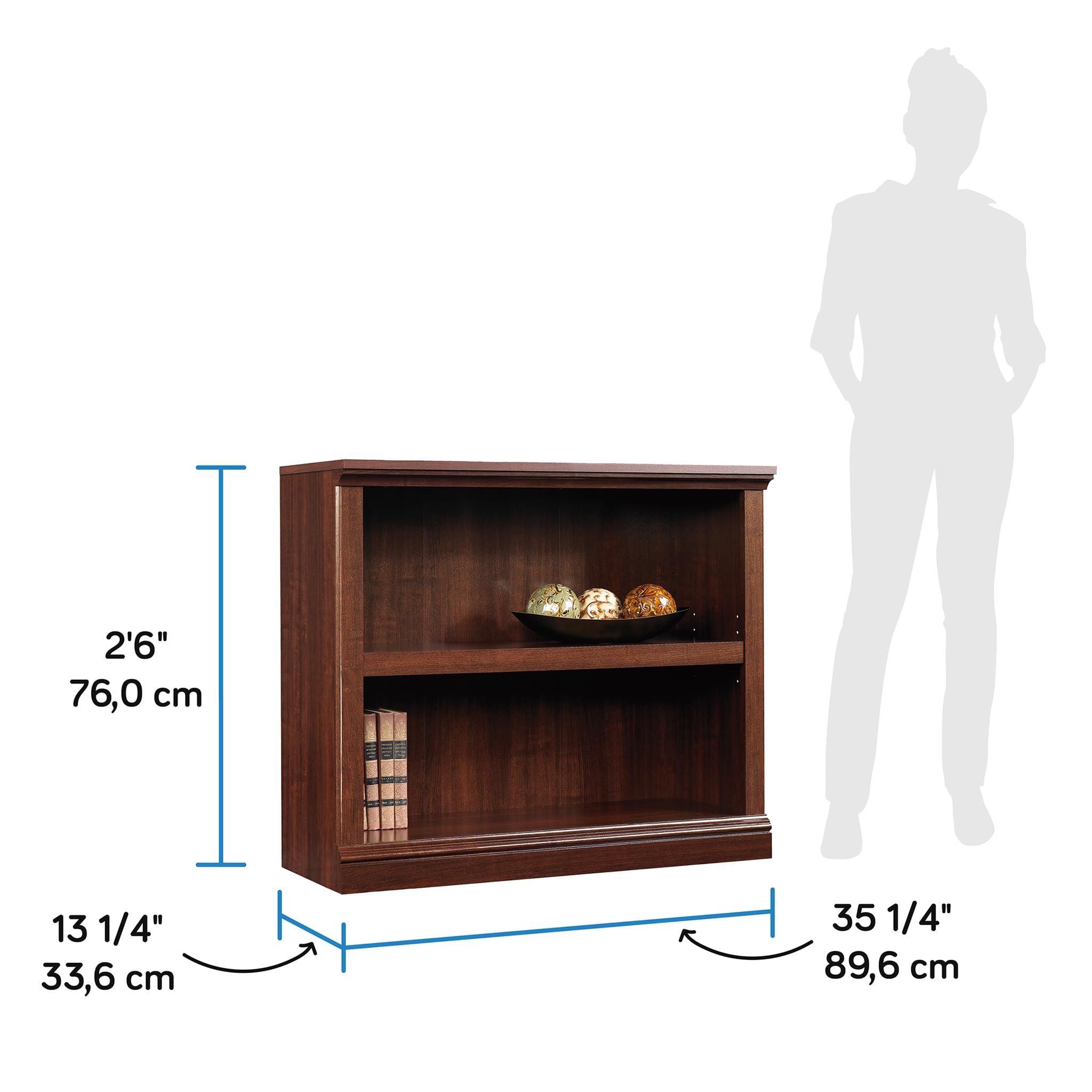 Sauder Miscellaneous Storage 2-Shelf Bookcase/ book shelf, Select Cherry finish - Image 3
