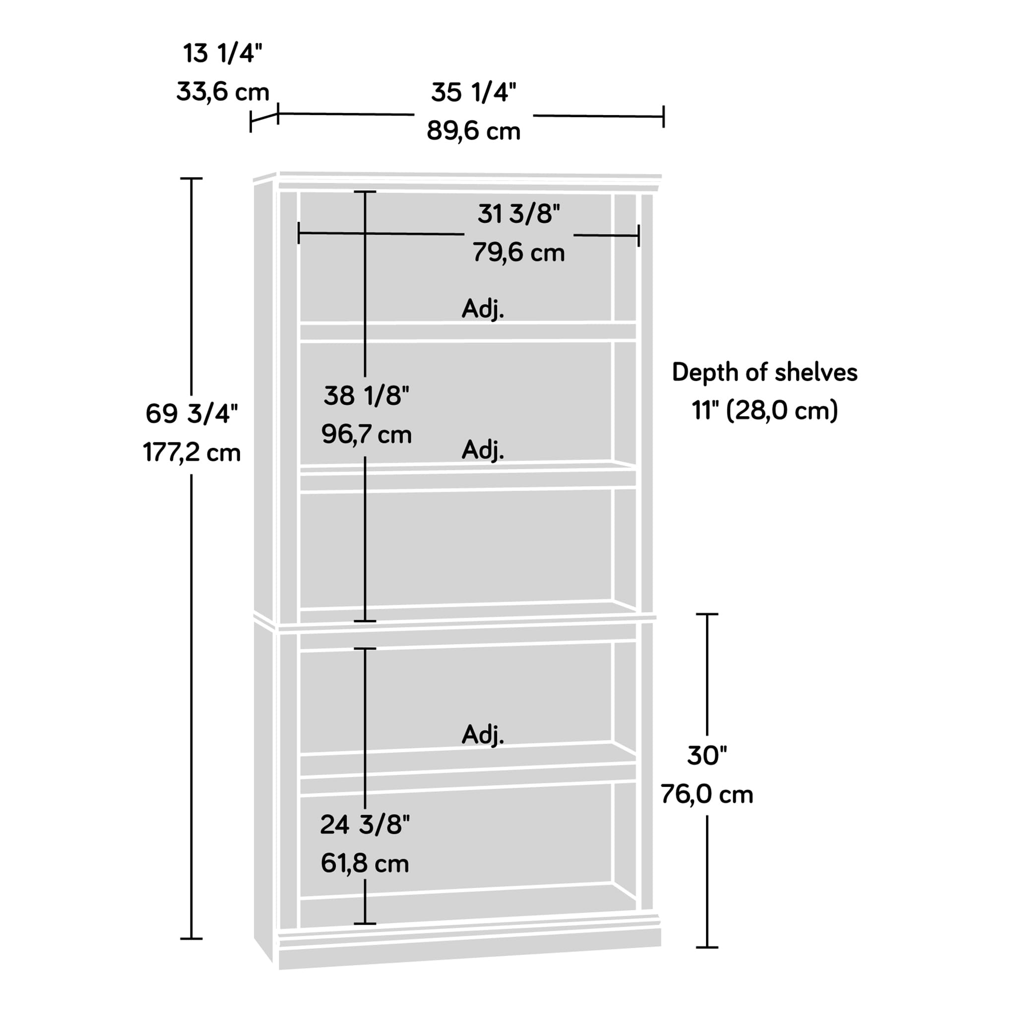 Sauder Miscellaneous Storage 5-Shelf Bookcase/ Book shelf, Select Cherry finish - Image 10