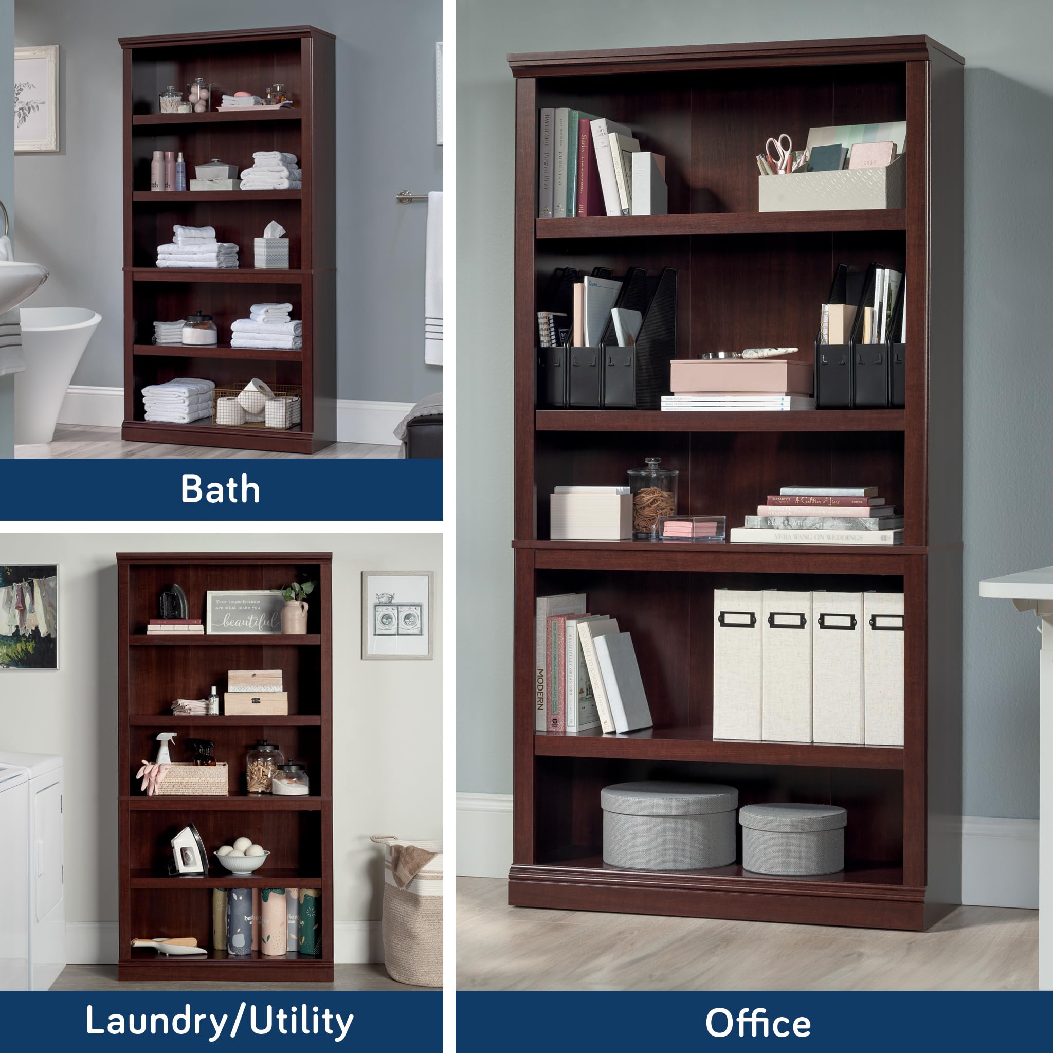 Sauder Miscellaneous Storage 5-Shelf Bookcase/ Book shelf, Select Cherry finish - Image 5