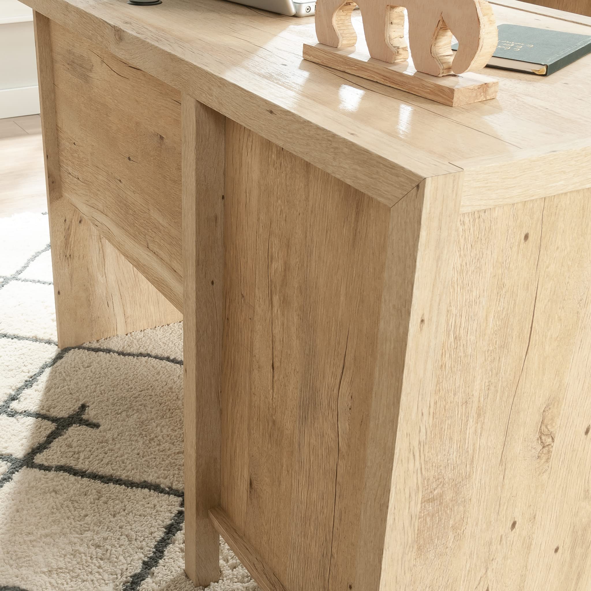 Sauder Pacific View L-Desk, L: 58.47" x W: 58.43" x H: 29.92", Prime Oak Finish - Image 8
