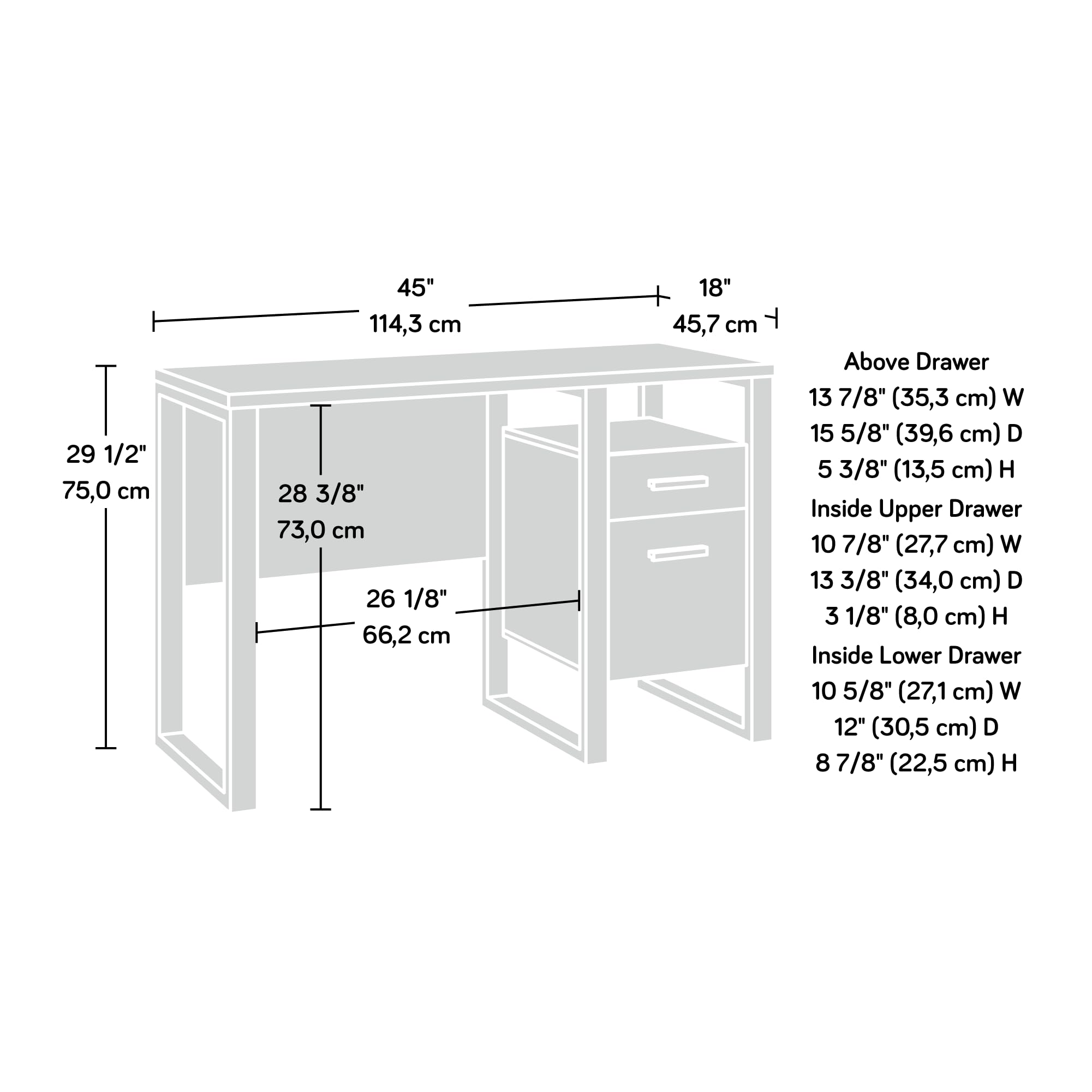 Sauder Rock Glen Single Pedestal Desk, Blade Walnut Finish - Image 3